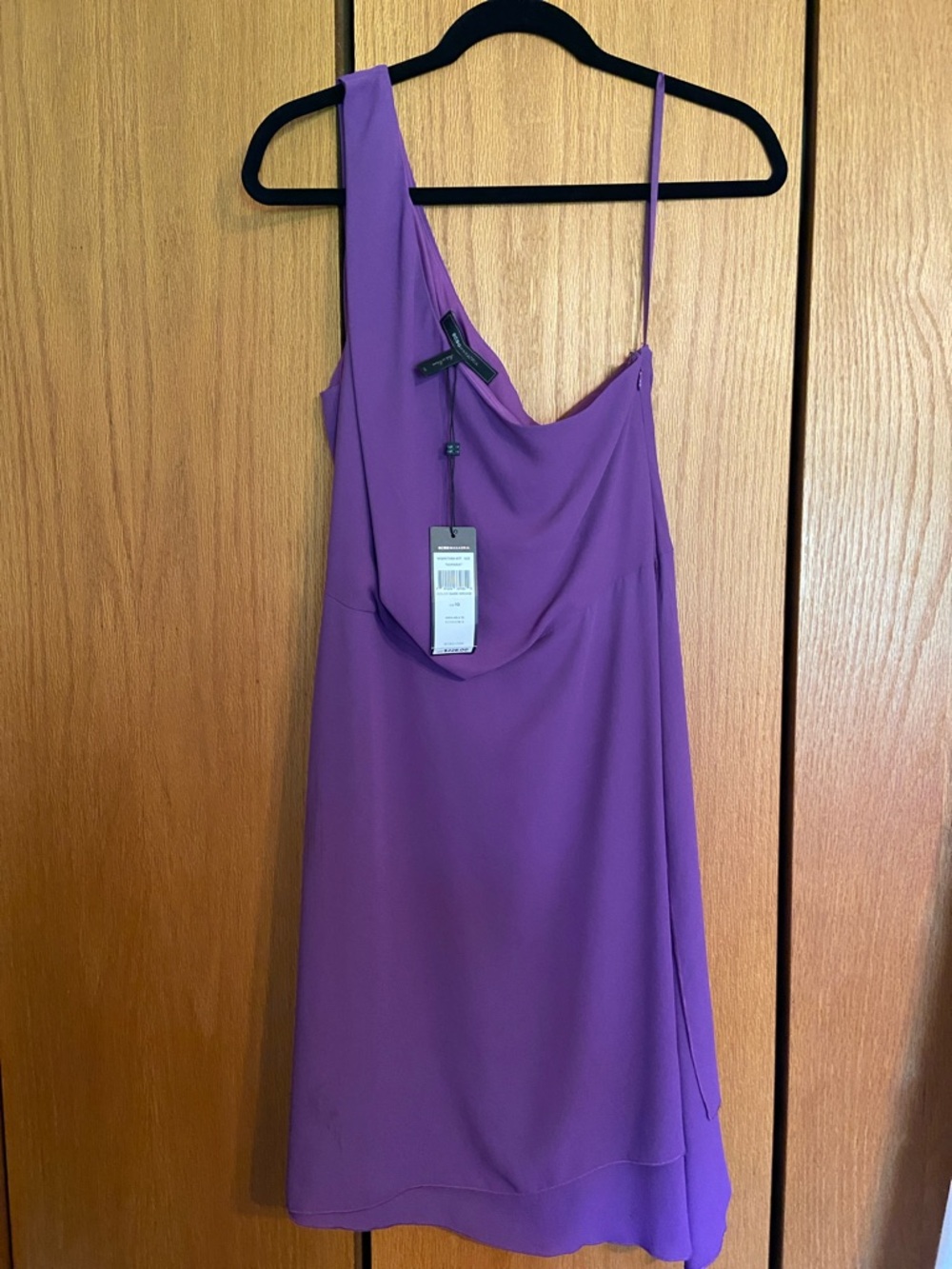 BCBGMaxAzria One-Shoulder Draped Purple Dress (Style: Somara), Size 10